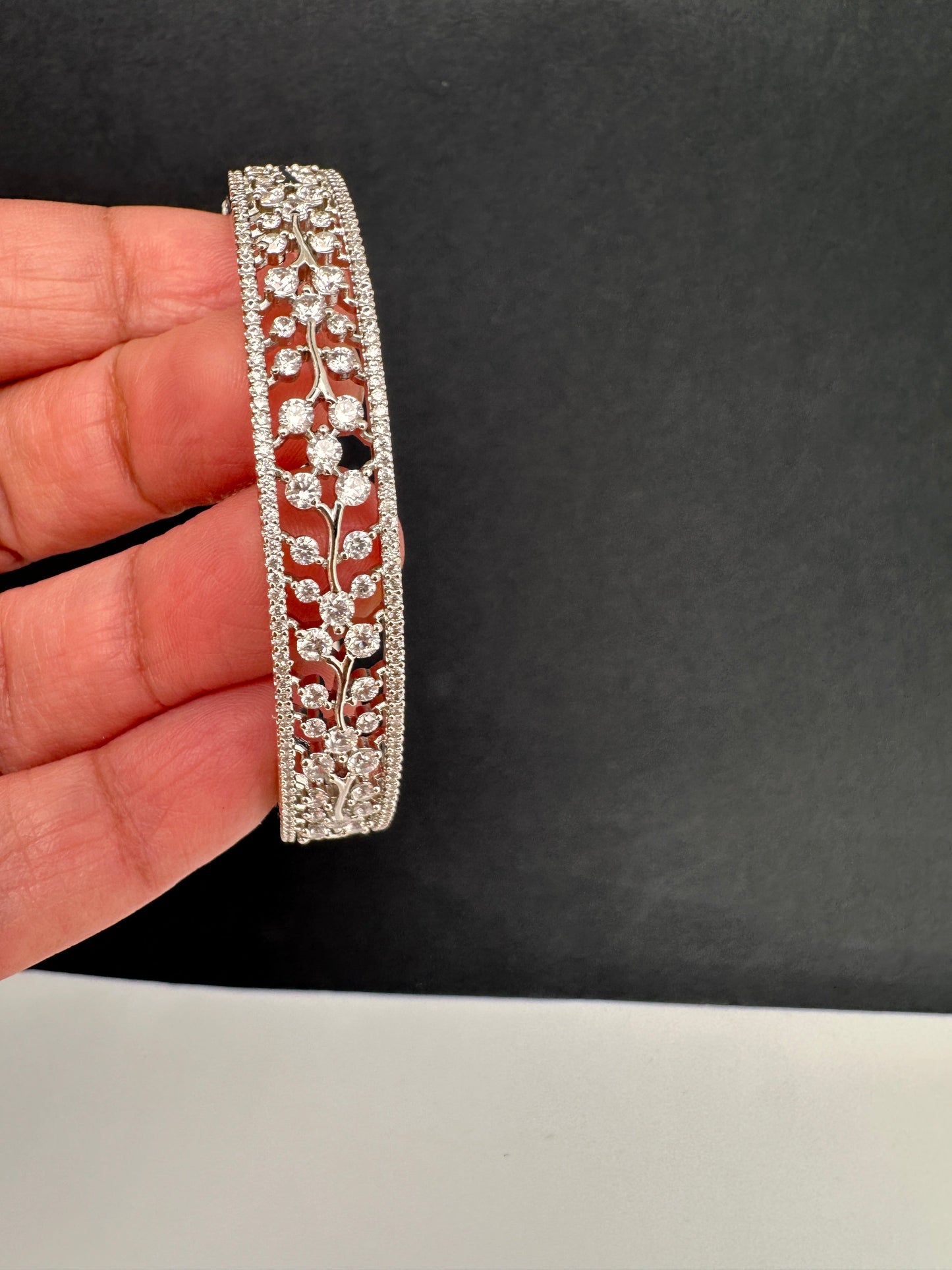 AD Silver Openable Kada Bracelet