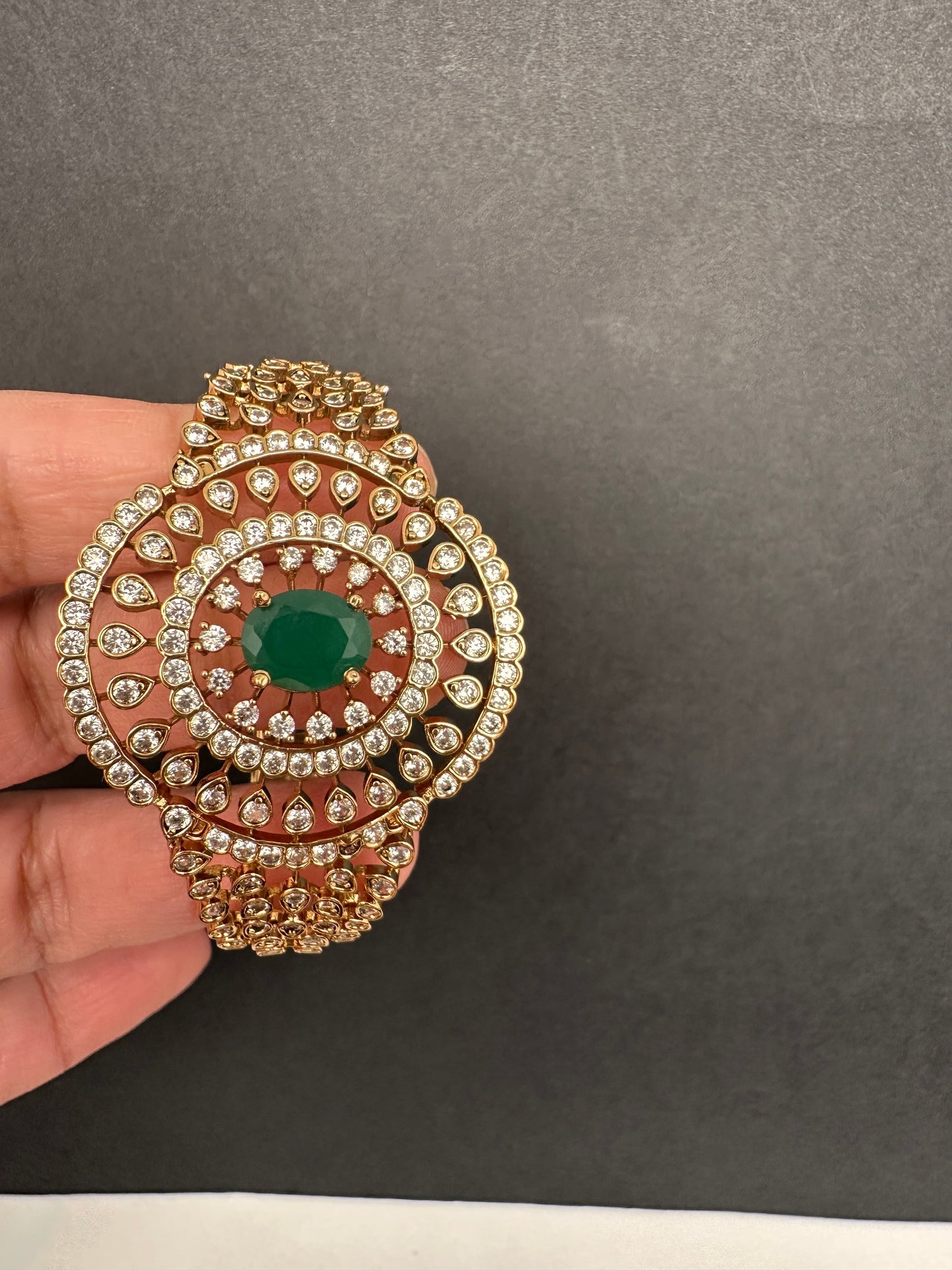 Matte Green CZ Openable Kada Bracelet