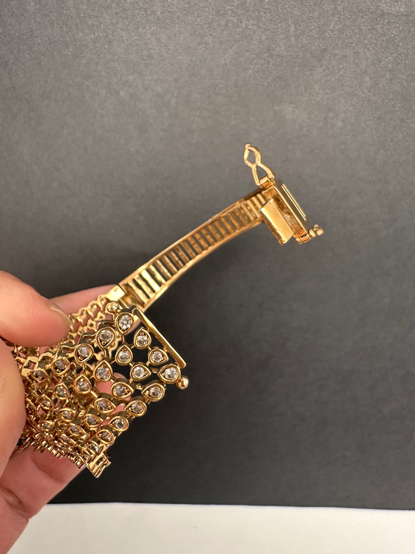 Matte Green CZ Openable Kada Bracelet