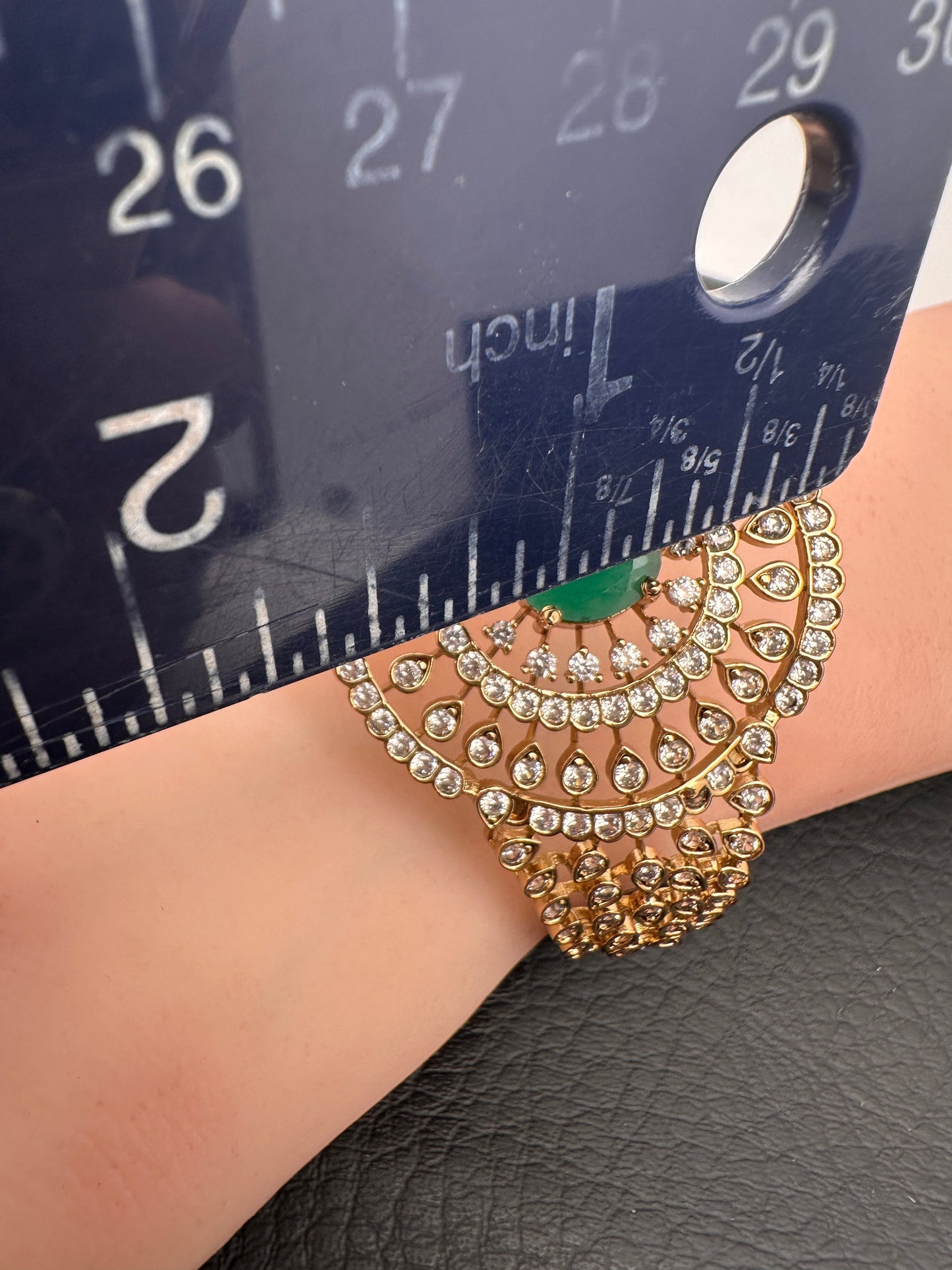 Matte Green CZ Openable Kada Bracelet