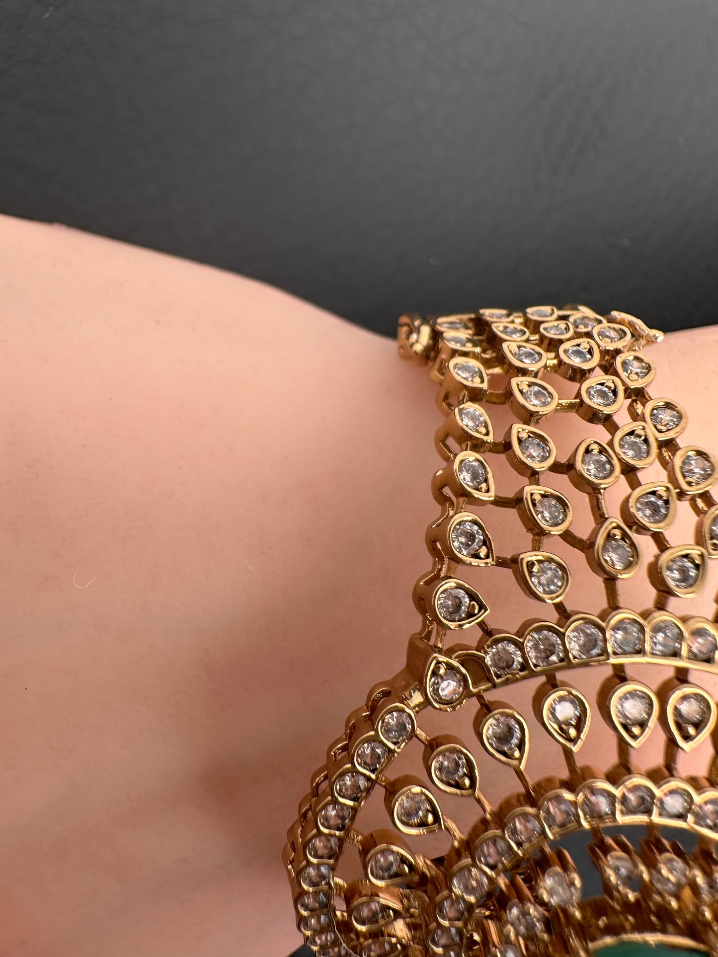 Matte Green CZ Openable Kada Bracelet