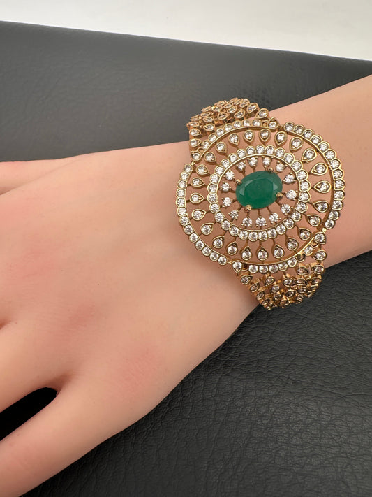 Matte Green CZ Openable Kada Bracelet