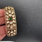 Kundan Matte Openable Kada Bracelet - Green