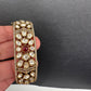 Kundan Matte Openable Kada Bracelet - Red