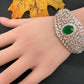 AD Diamond Openable Kada Bracelet - Green