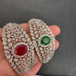 AD Diamond Openable Kada Bracelet - Red