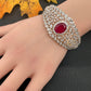 AD Diamond Openable Kada Bracelet - Red
