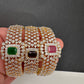 AD Diamond Openable Kada Bracelet - Red