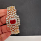 AD Diamond Openable Kada Bracelet - Red