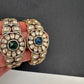 Kundan Color Stone Openable Kada Bracelet - Green