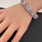 Moissanite AD Color Stone Openable Silver Bracelet - Pink