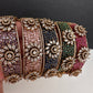 AD Color Stone Openable Matte Bracelet - Red