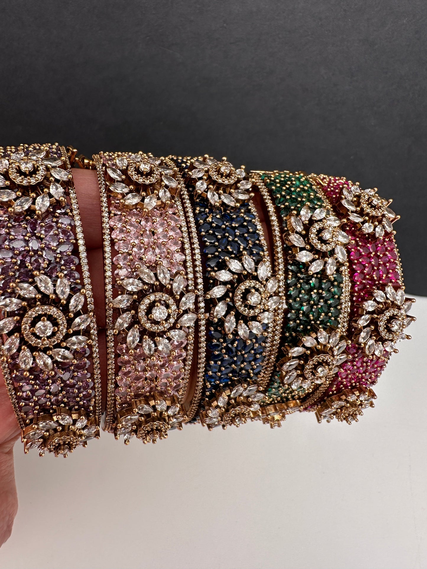 AD Color Stone Openable Matte Bracelet - Red