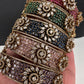 AD Color Stone Openable Matte Bracelet - Red