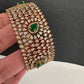 AD Color Stone Openable Matte Kada Bracelet - Green