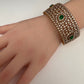 AD Color Stone Openable Matte Kada Bracelet - Green
