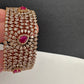 AD Color Stone Openable Matte Kada Bracelet - Red