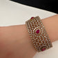 AD Color Stone Openable Matte Kada Bracelet - Red