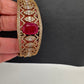 AD Color Stone Openable Matte Kada Bracelet - Red