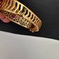 AD Color Stone Openable Matte Kada Bracelet - Red