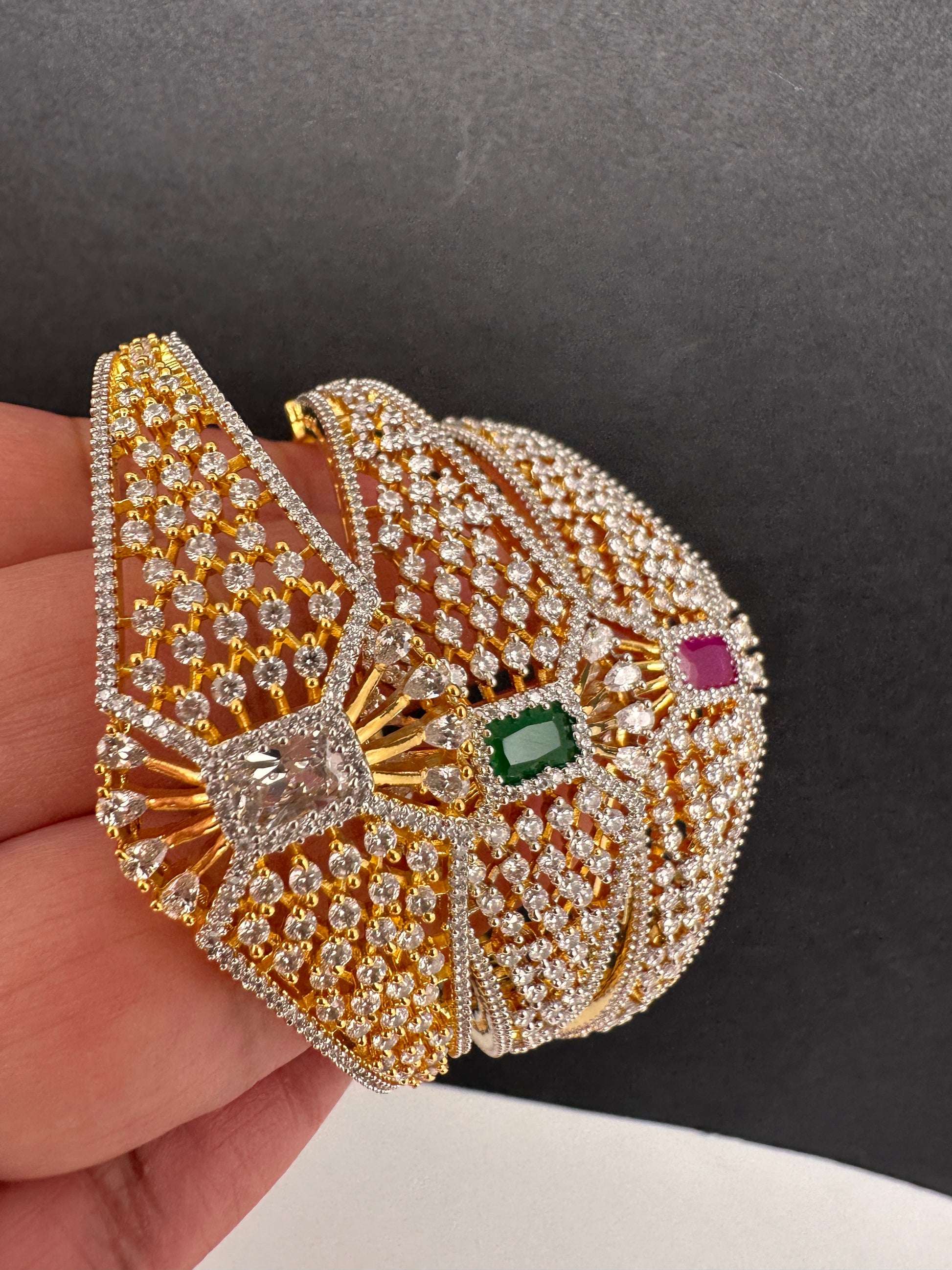 AD Diamond Openable Kada Bracelet - Clear