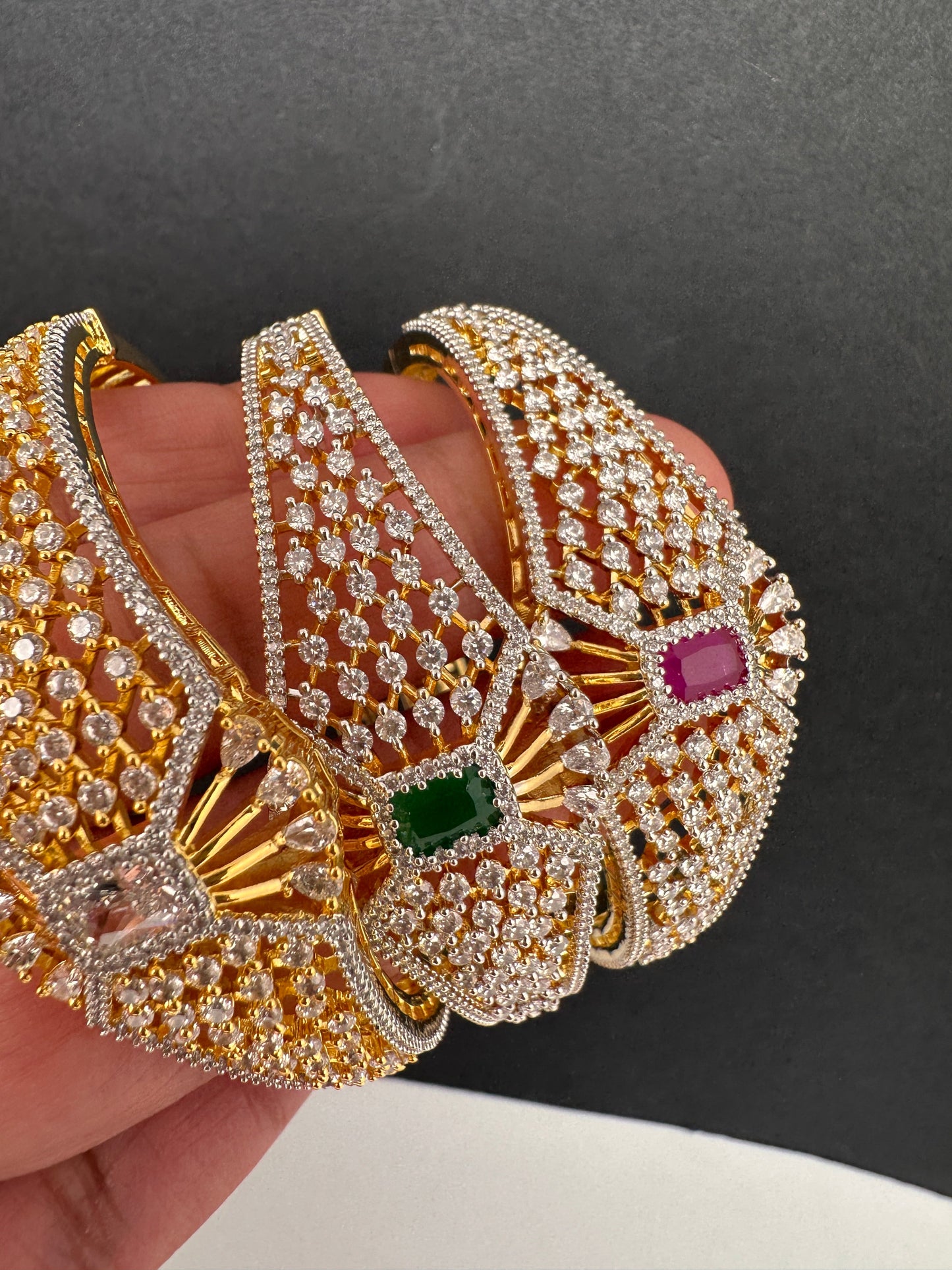 AD Diamond Openable Kada Bracelet - Clear