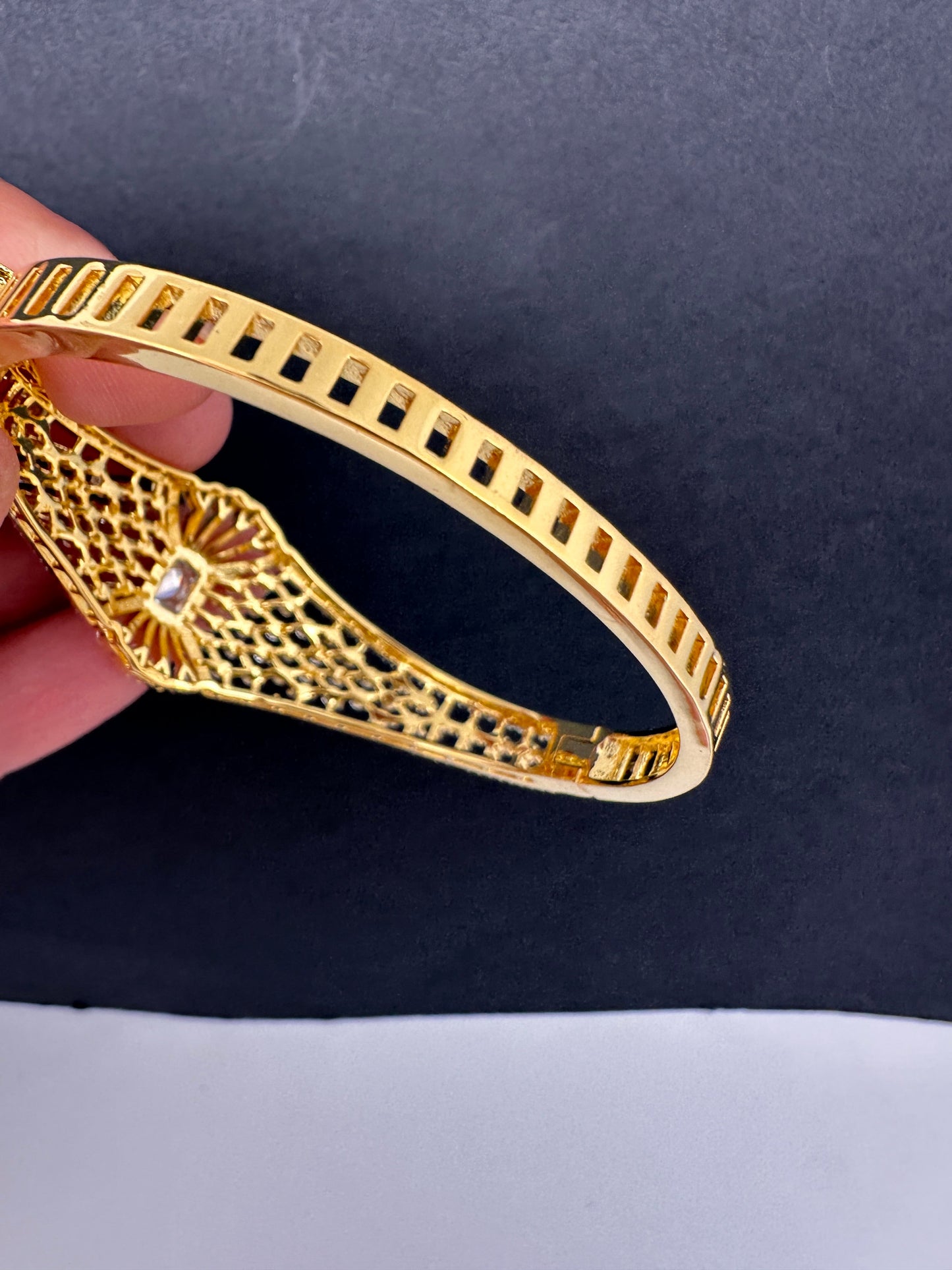 AD Diamond Openable Kada Bracelet - Clear