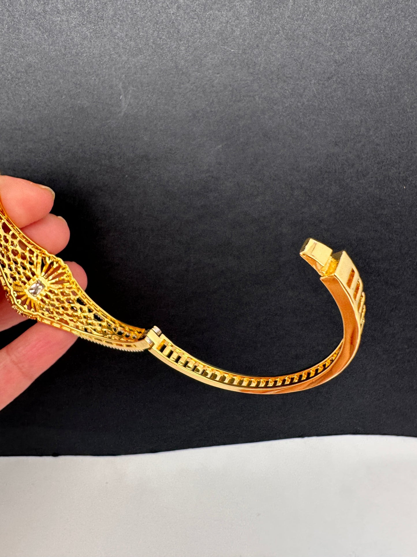 AD Diamond Openable Kada Bracelet - Clear