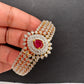 AD Diamond Openable Kada Bracelet - Red
