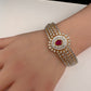 AD Diamond Openable Kada Bracelet - Red