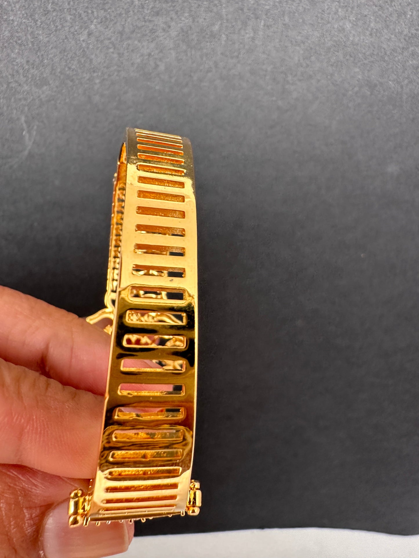 AD Diamond Openable Kada Bracelet - Purple