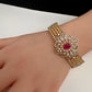 AD Diamond Openable Kada Bracelet - Red