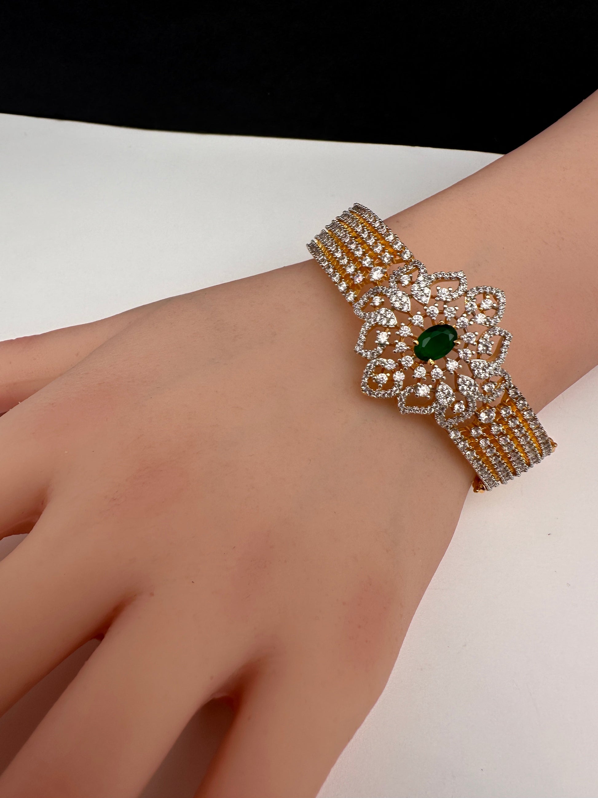 AD Diamond Openable Kada Bracelet - Purple