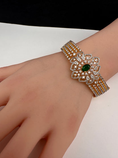 AD Diamond Openable Kada Bracelet - Purple