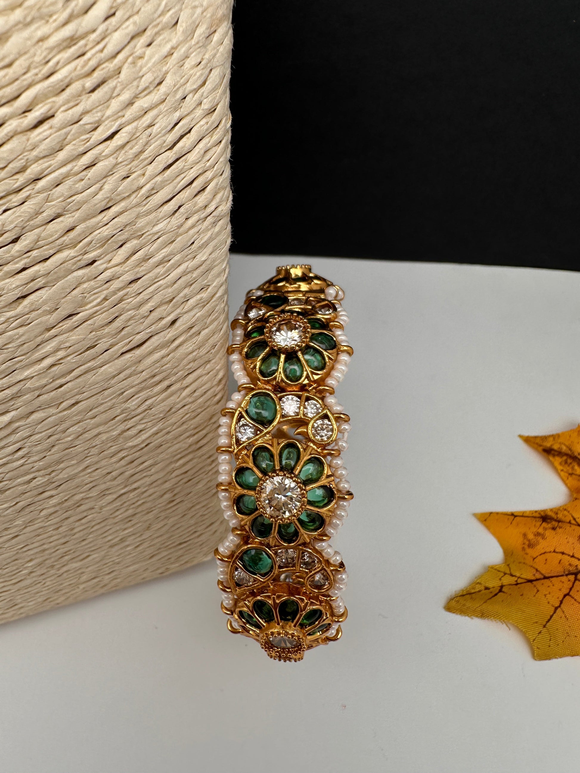 Kempu Openable Kada Bracelet - Green