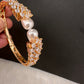 AD Diamond Pearl Openable Kada Bracelet - 