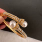 AD Diamond Pearl Openable Kada Bracelet - 