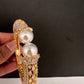 AD Diamond Pearl Openable Kada Bracelet - 