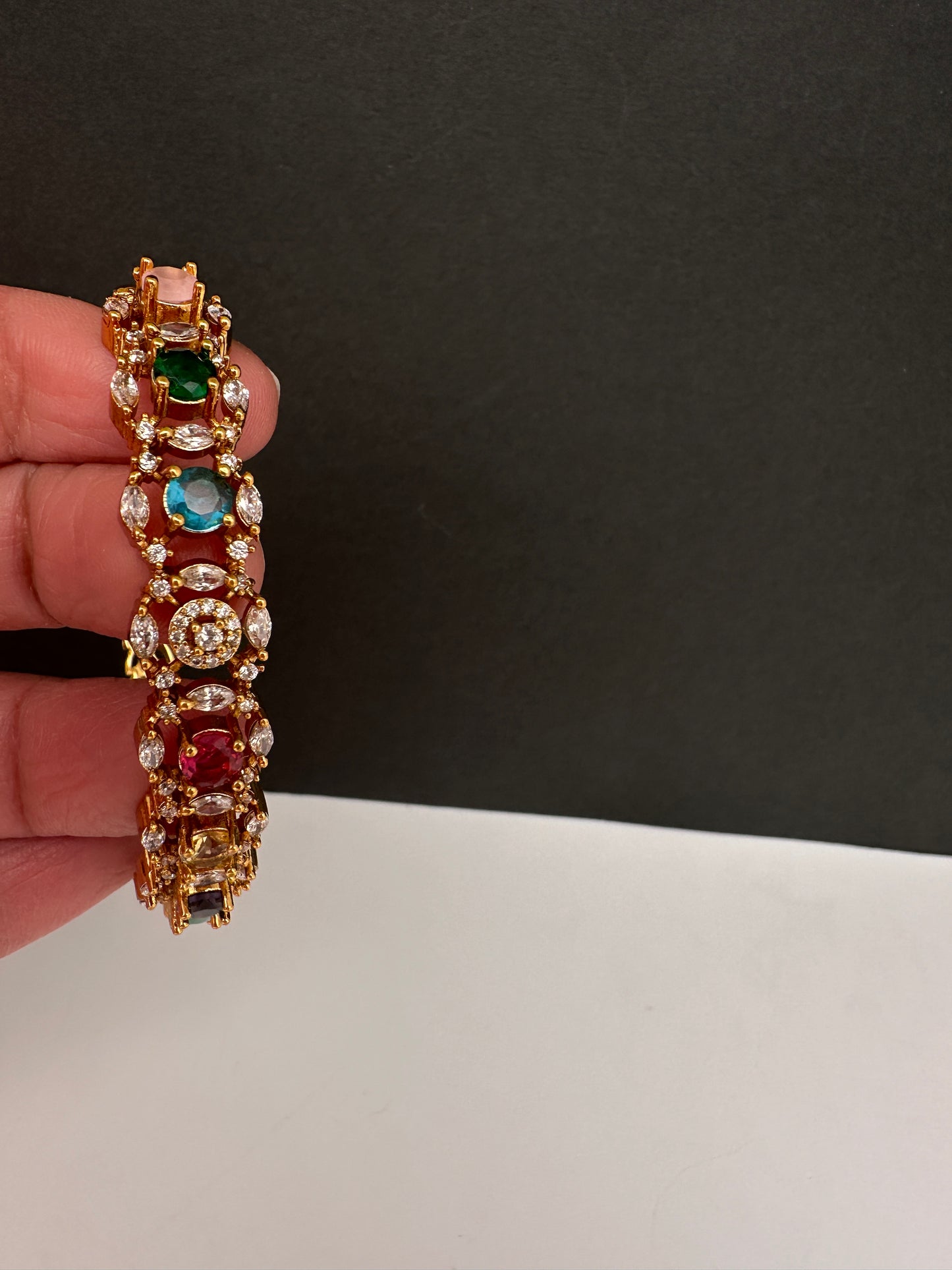 Navratan Multi Color Openable Kada Bracelet - 