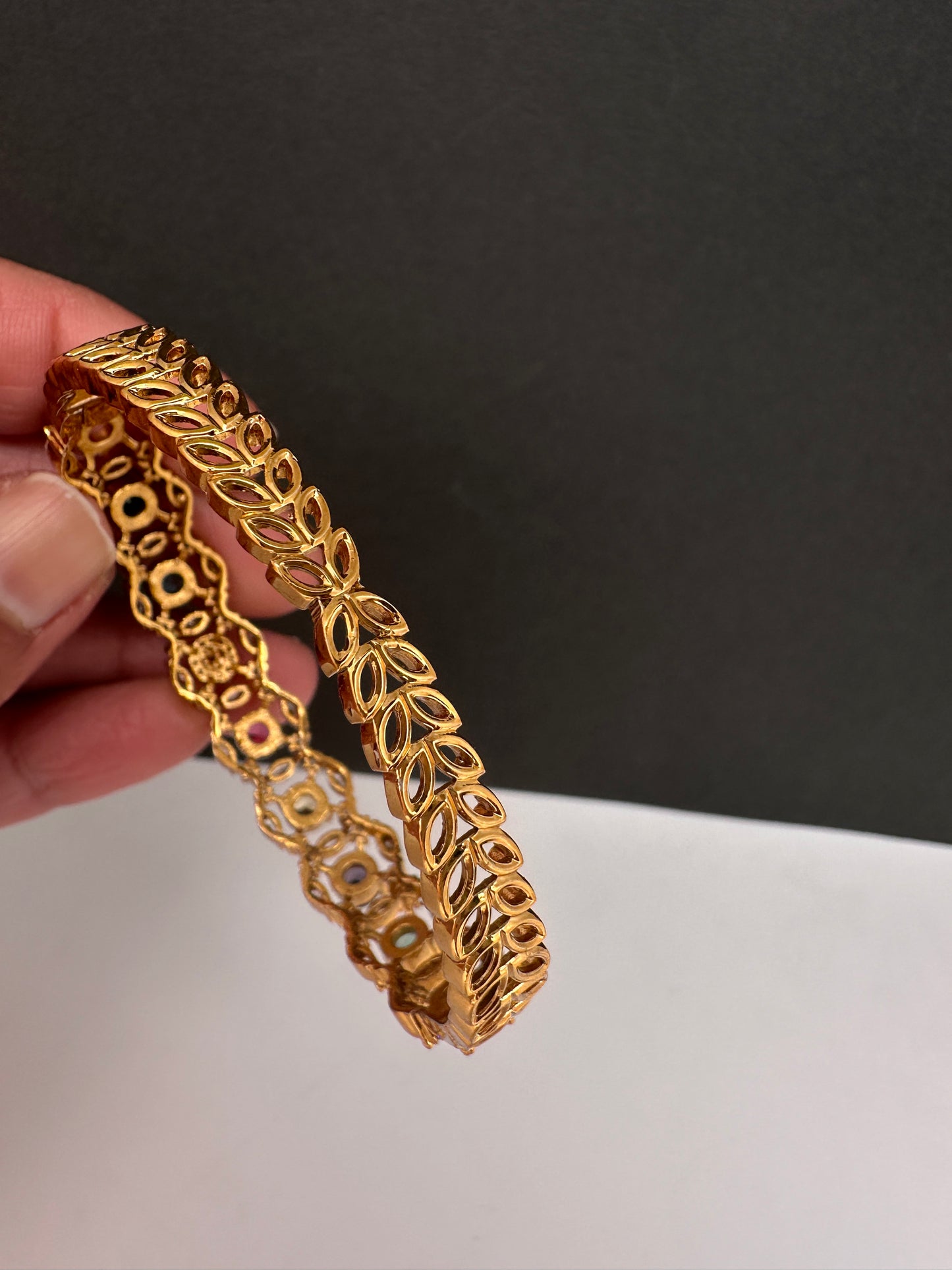 Navratan Multi Color Openable Kada Bracelet - 