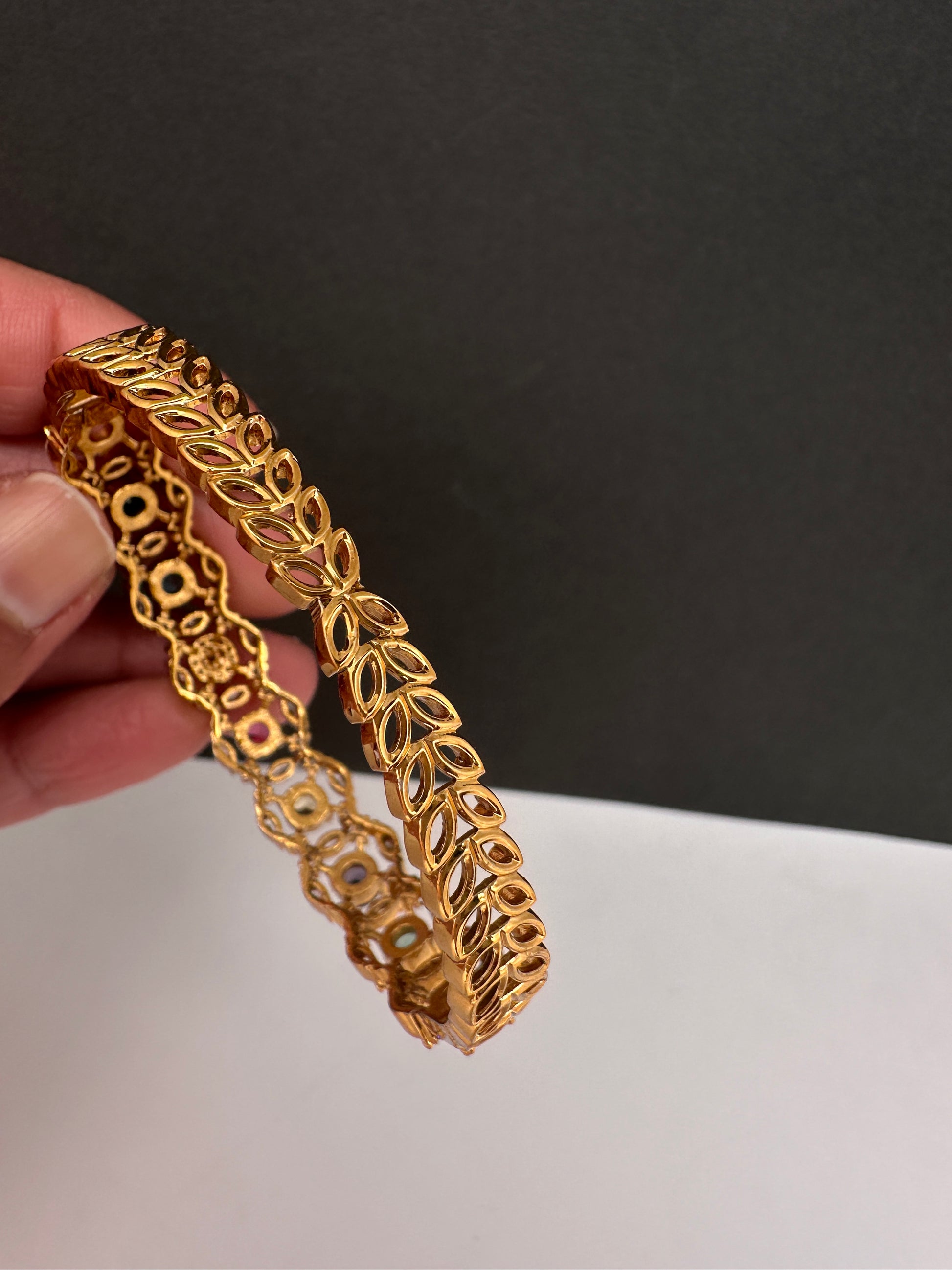 Navratan Multi Color Openable Kada Bracelet - 
