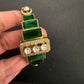 Victorian Moissanite Color Openable Kada Bracelet - Green
