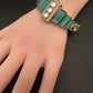 Victorian Moissanite Color Openable Kada Bracelet - MintGreen