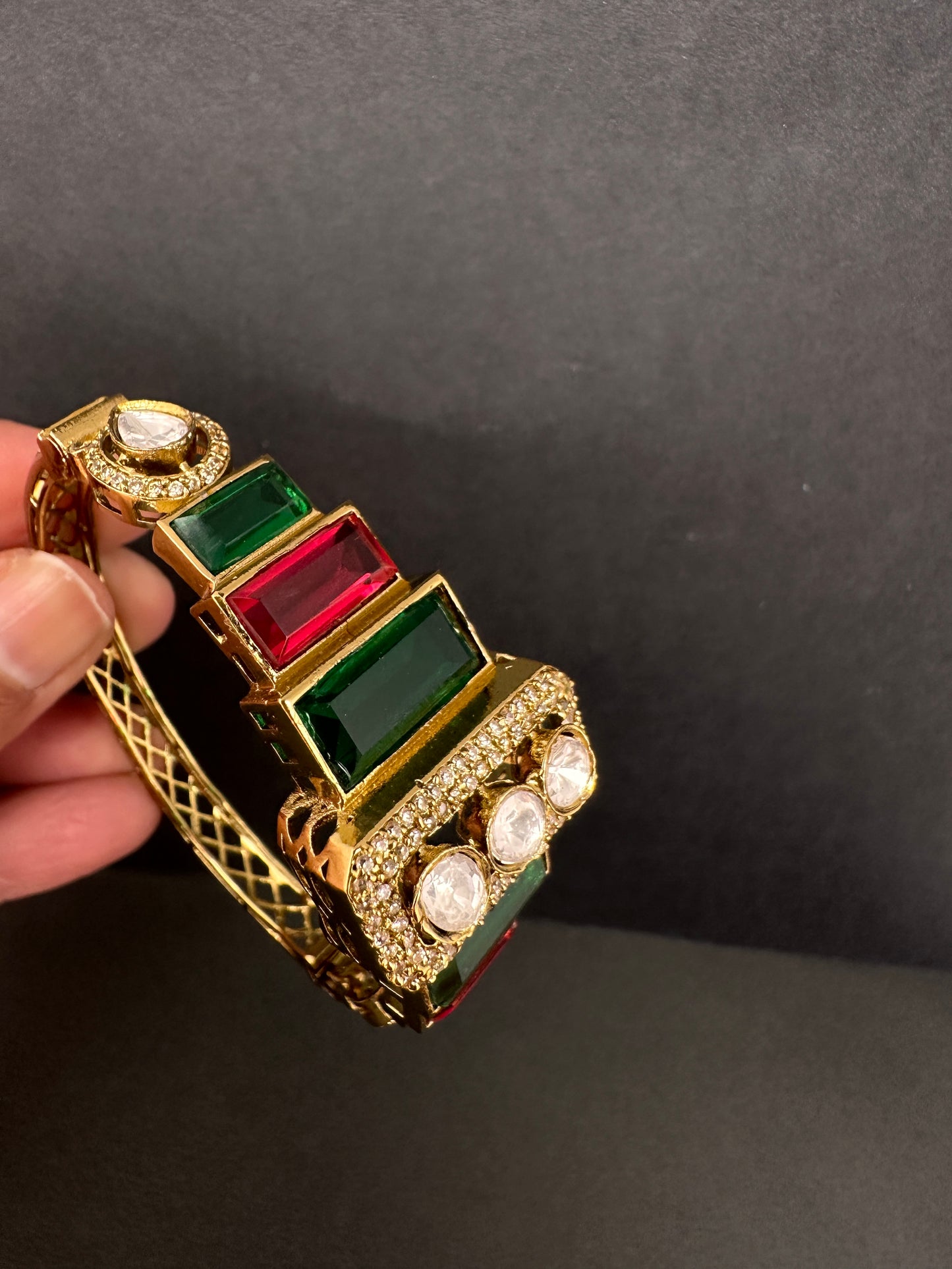 Victorian Moissanite Color Openable Kada Bracelet - Multi