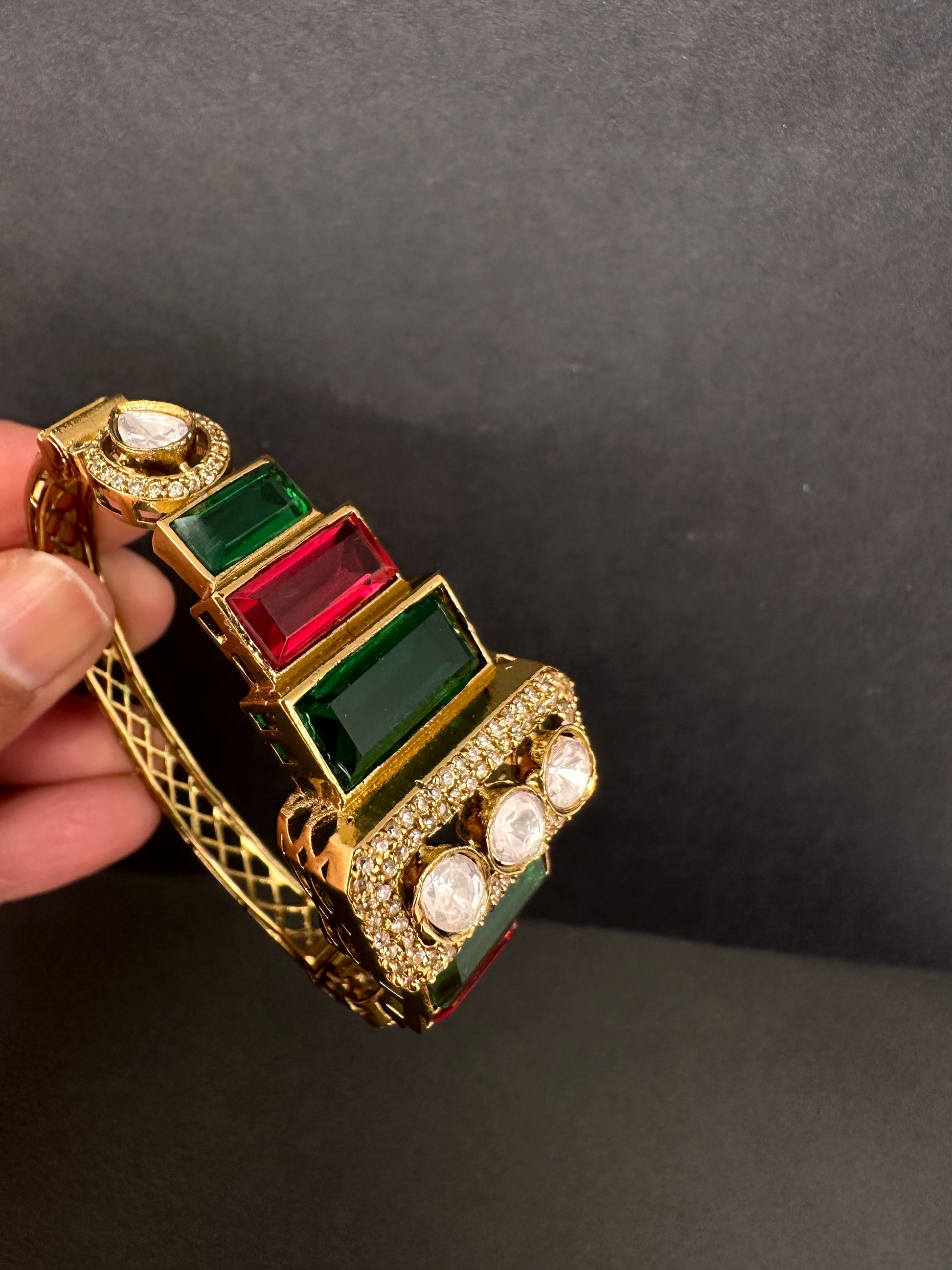 Victorian Moissanite Color Openable Kada Bracelet - Multi