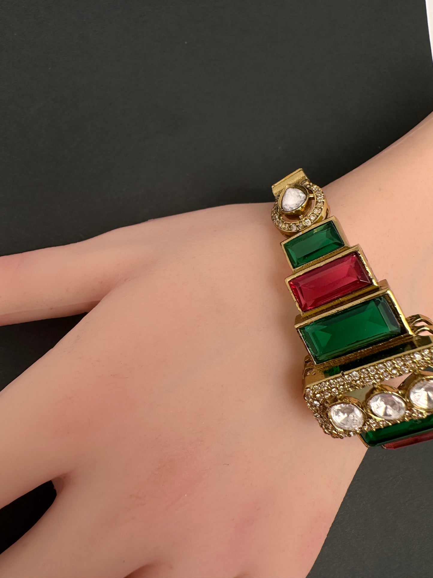 Victorian Moissanite Color Openable Kada Bracelet - Multi
