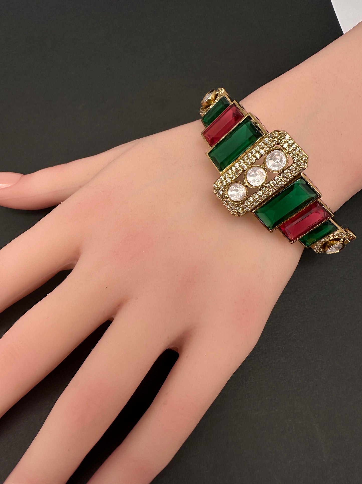 Victorian Moissanite Color Openable Kada Bracelet - Multi