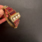 Victorian Moissanite Color Openable Kada Bracelet - Red