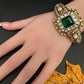 Victorian Moissanite Color Openable Kada Bracelet - Green