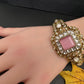Victorian Moissanite Color Openable Kada Bracelet - Pink